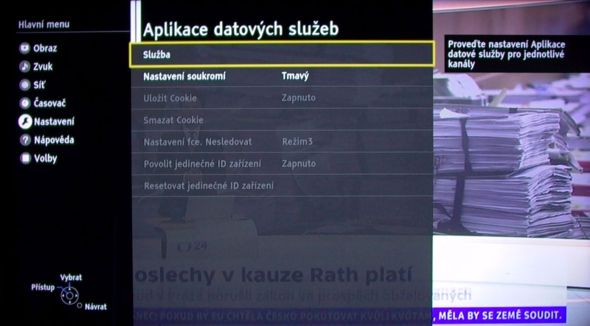 Panasonic TX-32ES600 - menu nastavení