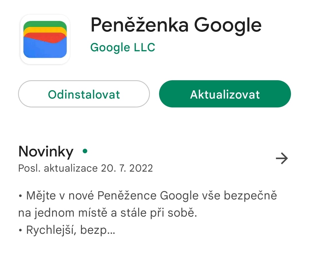 Jak vypadá Peněženka Google (Google Wallet)