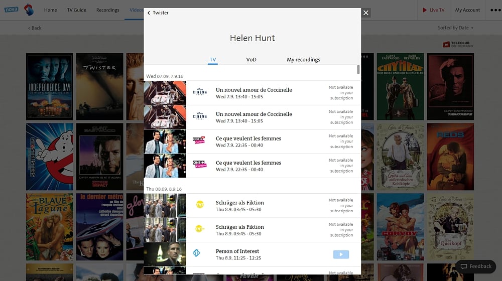 Swisscom TV Air - smart vyhledávání