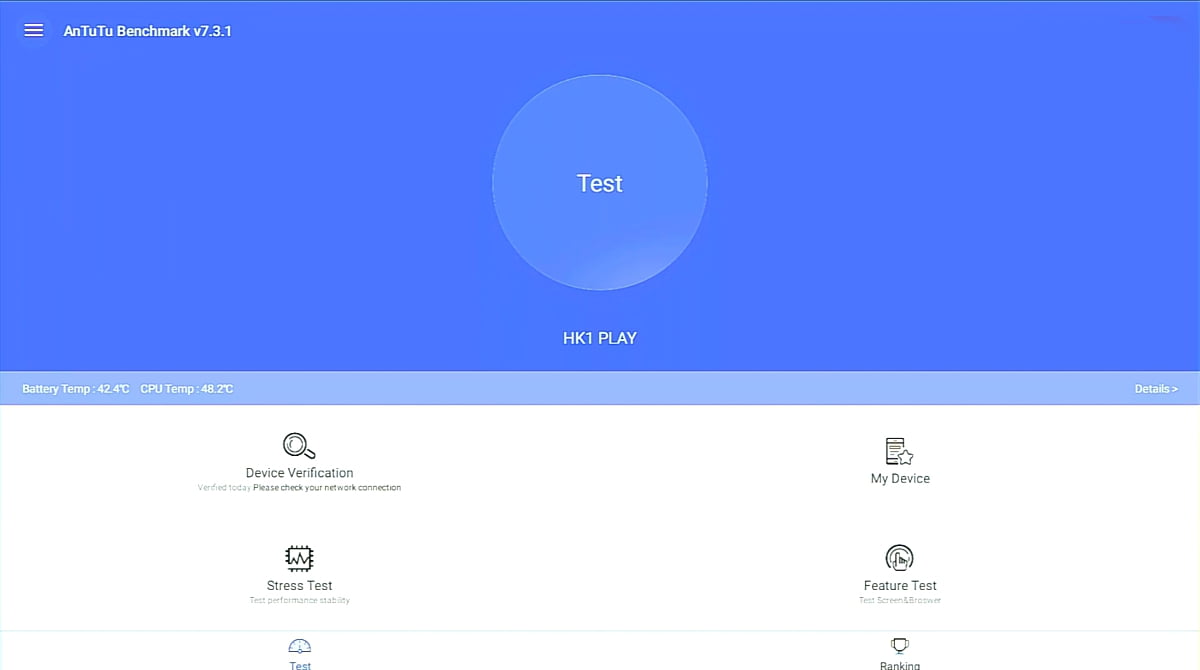 HK1 Play, benchmark AnTuTu (model v konfiguraci pamětí 2/16 GB)
