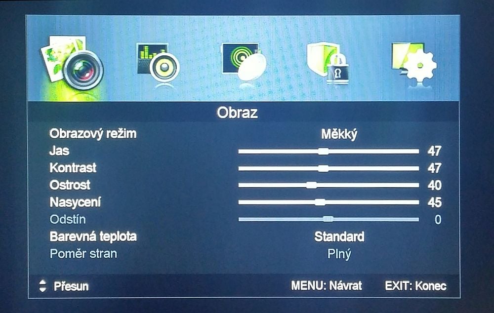 Sencor SLE 48F12 - menu nastavení