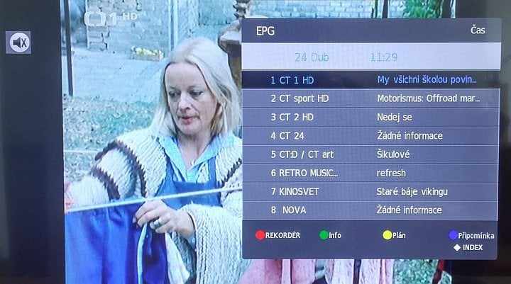 Základní náhled EPG.