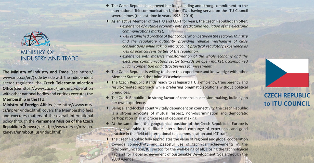 Výhody Česka, které MPO prezentuje ITU