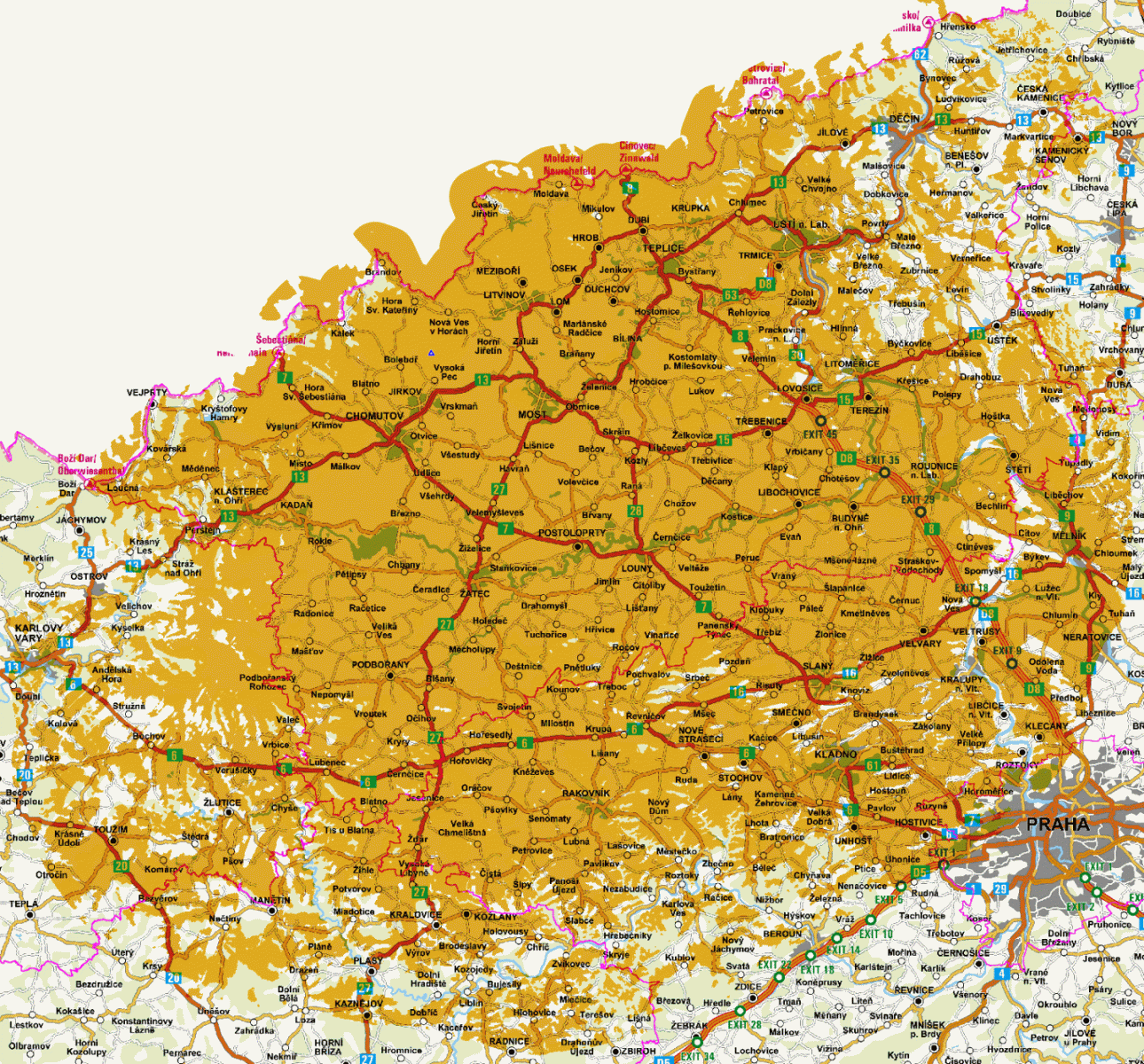 ČRa DVB-T2 - pokrytí Chomutov a Zlín