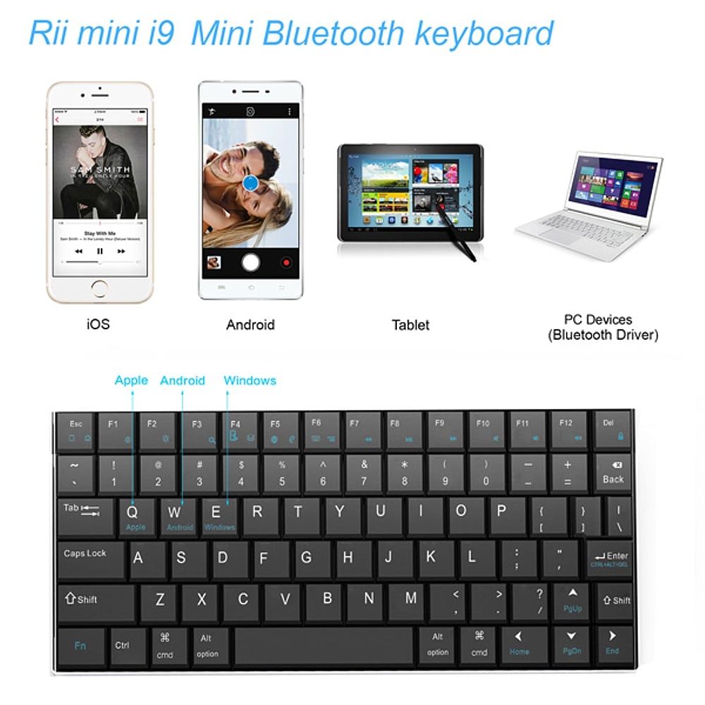 Bezdrátová klávesnice Rii i9 BT Ultra Slim