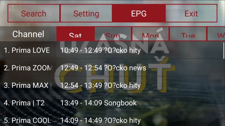 Jednoduchá, ale v tomto případě plně odpovídající programová nabídka.