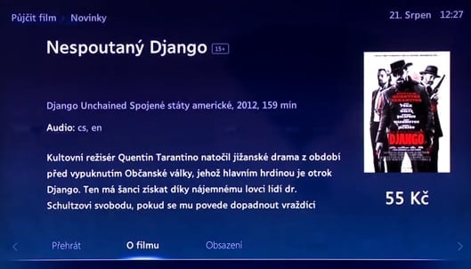 Uživatelské prostředí O2 TV – Videotéka