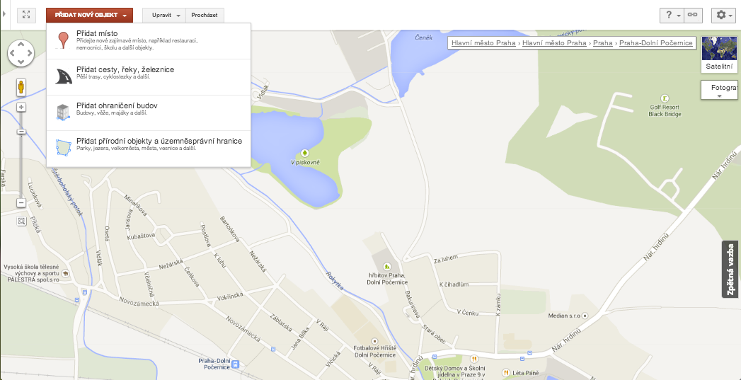 Rozhraní Google Map Maker