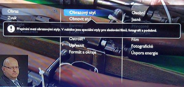 Úpravy obrazových nastavení neměla nikdy značka Philips přehnaně moc. Tady si můžete povypínat obvyklé věci a hlavně „živé barvy“. Režim Kino a režim Přirozený jsou výborné a ani Standardní do něhož televizor naběhne po prvotní instalaci není špatný!