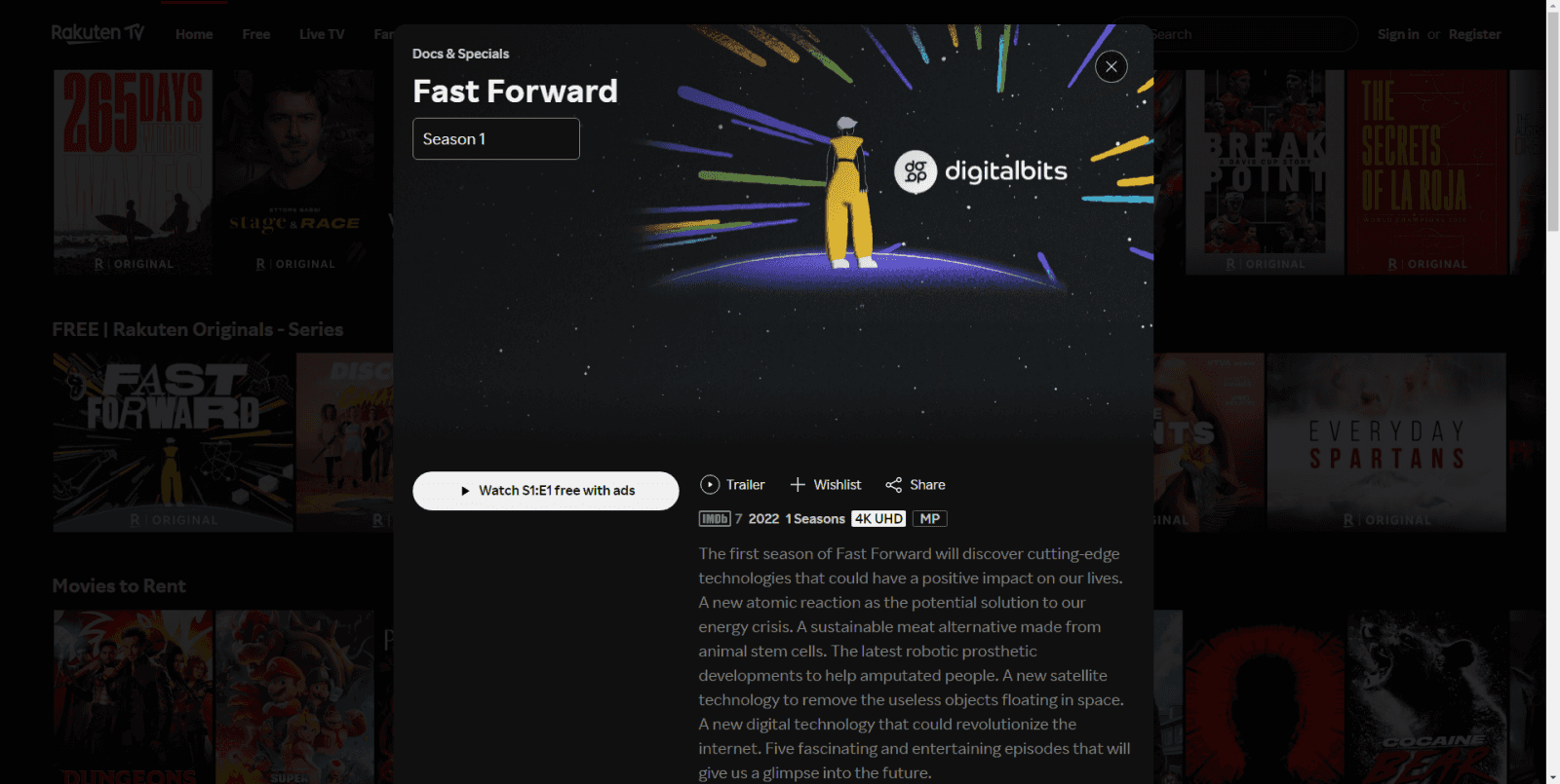 Bezplatná sekce Rakuten Originals - filmy a seriály