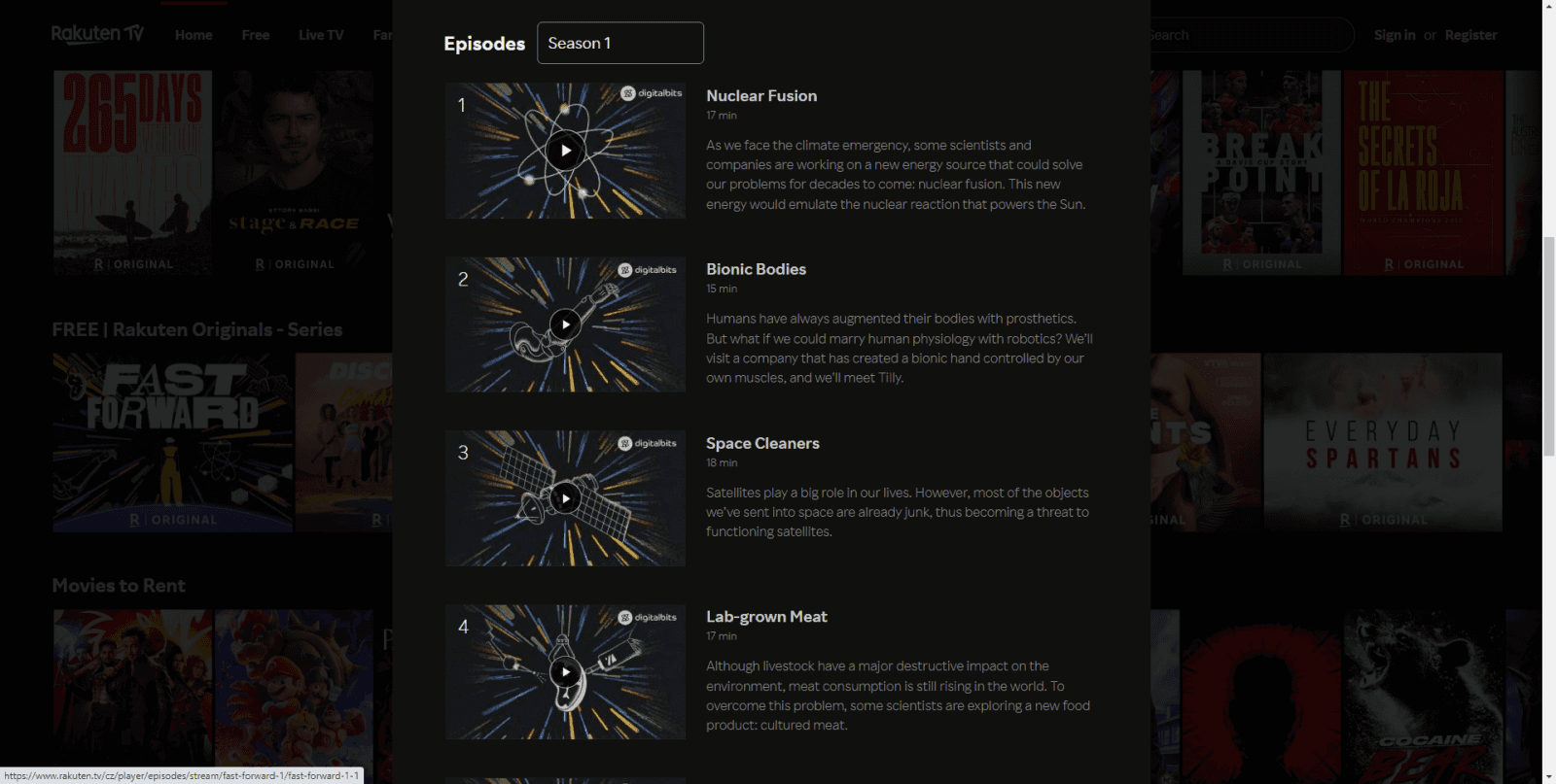 Bezplatná sekce Rakuten Originals - filmy a seriály