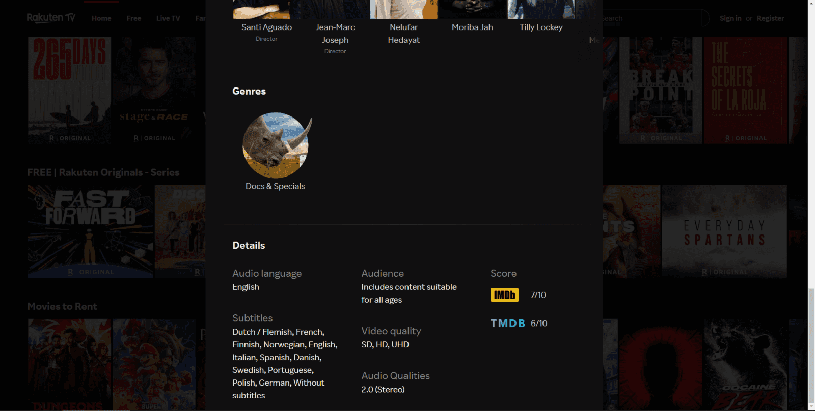Bezplatná sekce Rakuten Originals - filmy a seriály