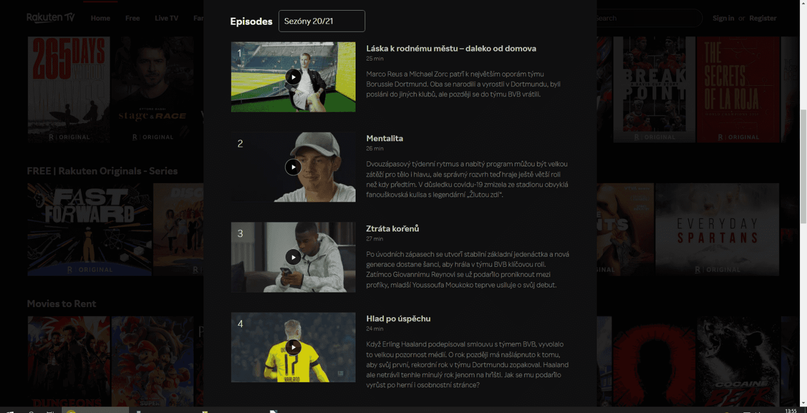 Bezplatná sekce Rakuten Originals - filmy a seriály