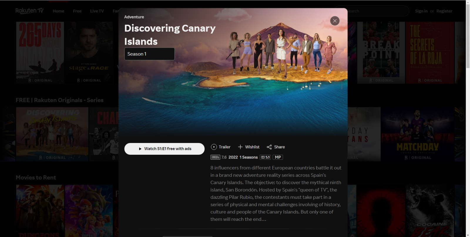 Bezplatná sekce Rakuten Originals - filmy a seriály