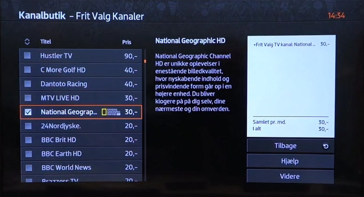 Kanalbutik – samoobsluha pro přidání programů či balíčků