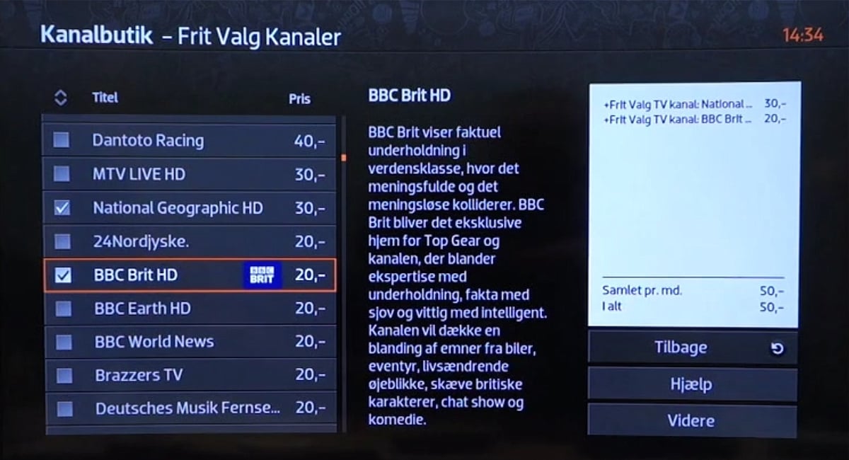 Kanalbutik – samoobsluha pro přidání programů či balíčků