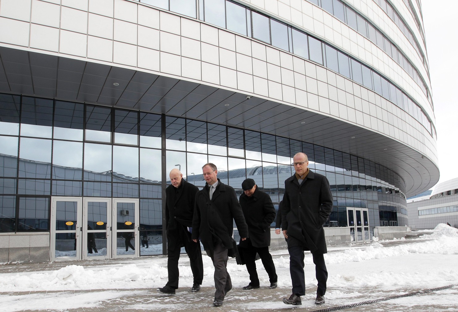 Studio České televize a fotky z výstavby stadionu pro MS Minsk