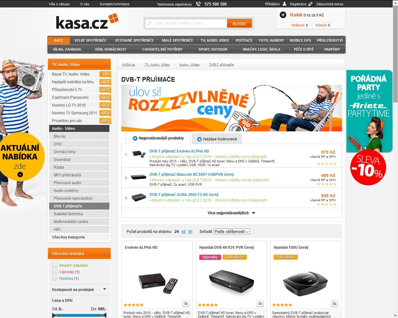 Kasa.cz, DVB-T2 - HEVC, 7-2016