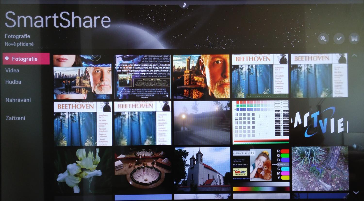 Přehrávání multimédií - souborový manager.