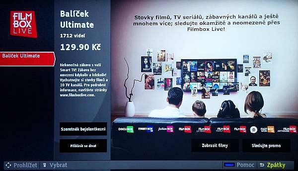 Už z továrny nainstalovaný Filmbox Live se, jak u testované Philips 55PUS9109, tak u levnějšího 55PFS8209, chová stejně. Omylem sem kdosi totiž nainstaloval aplikaci pro Maďarsko, byť částečně lokalizovanou, a s českým účtem jsem se tu nechytl.