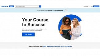Homepage platformy Coursera.
