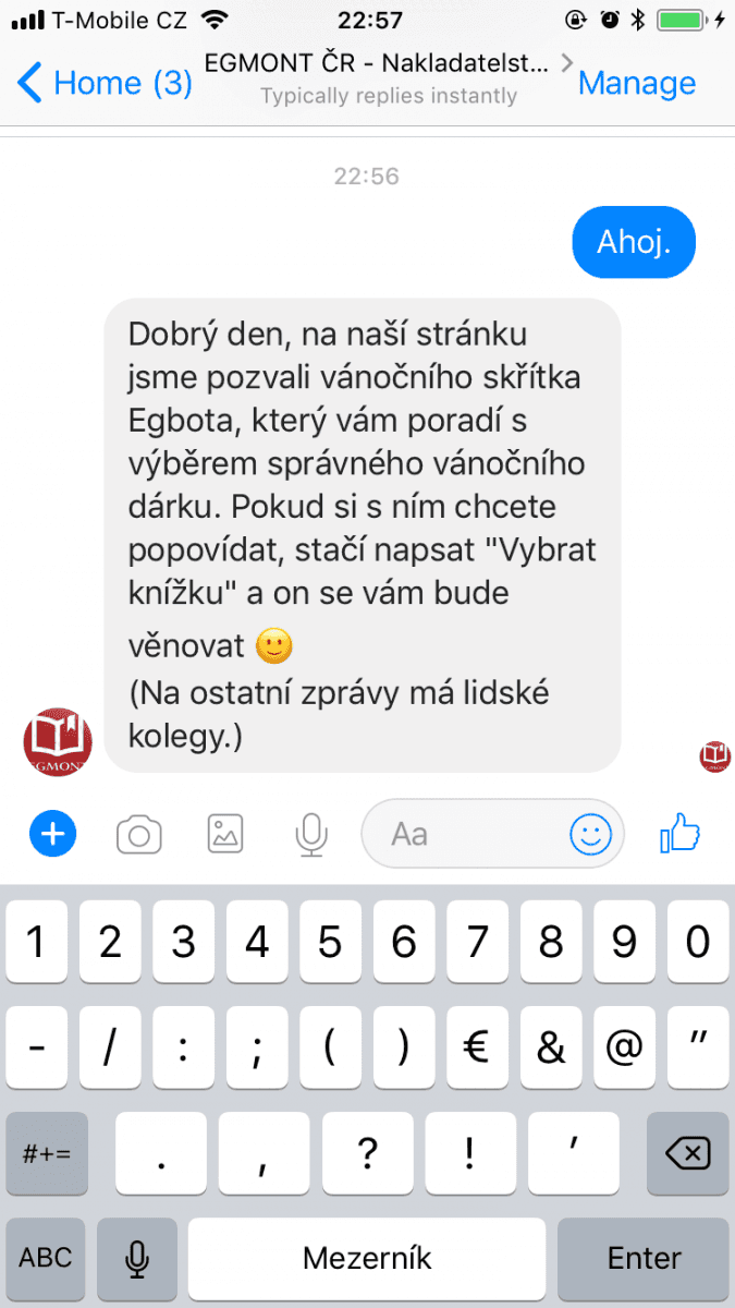 Egmont a jeho facebookový chatbot