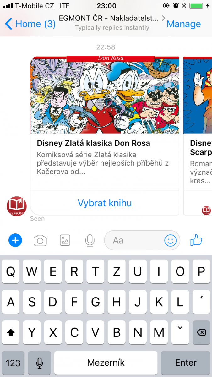 Egmont a jeho facebookový chatbot