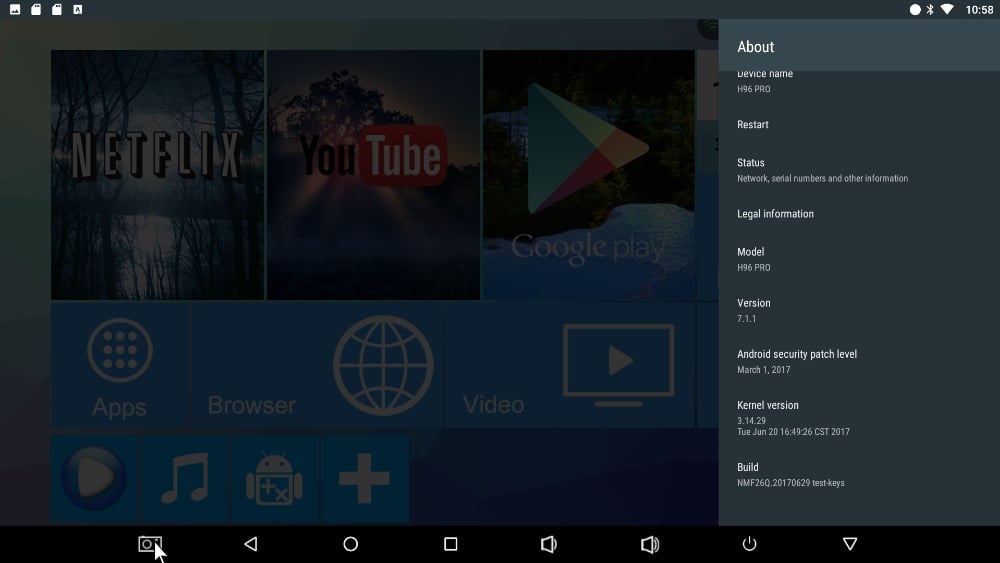 H96 Pro mini - uživatelské prostředí
