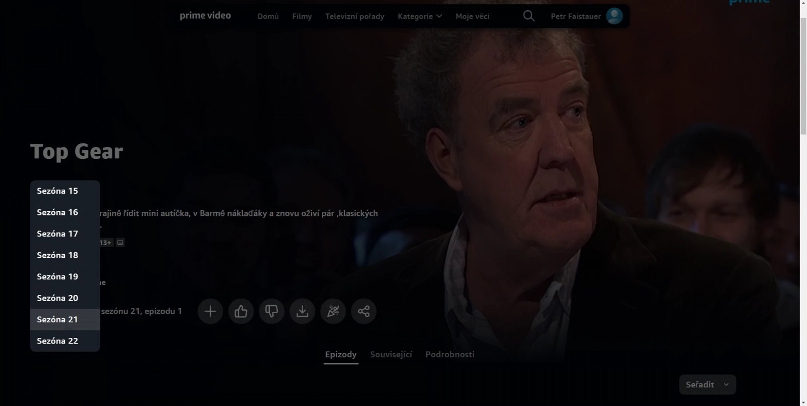 Informace o pořadech v Amazon Prime Video