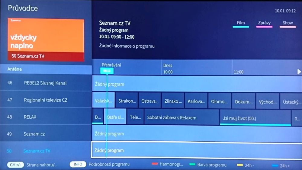 Seznam.cz TV - nová, 10. 1. 2018