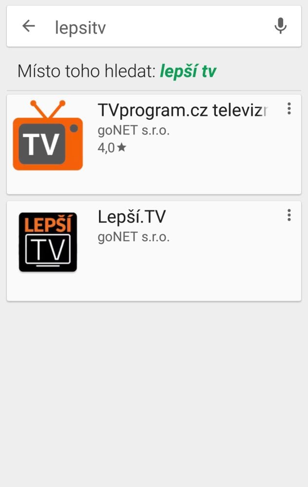 Při zadání řetězce "lepsitv" uz ano...