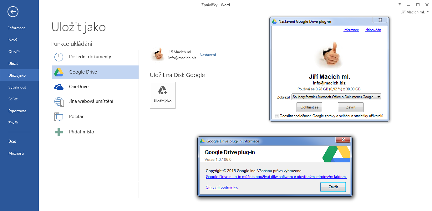 Plug-in úložiště Google Drive