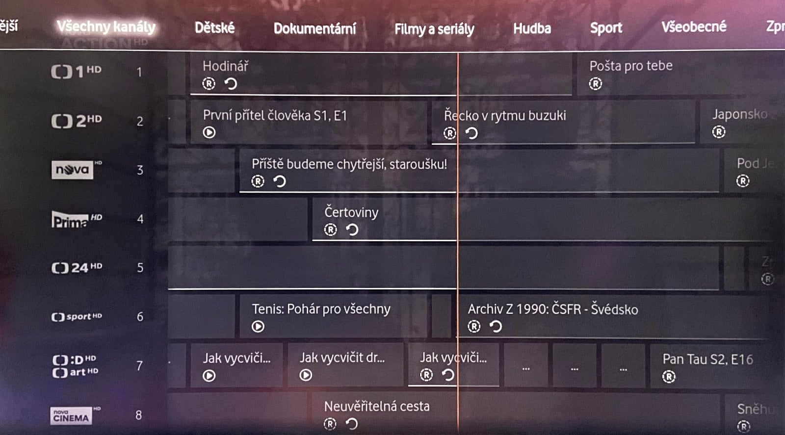 Vodafone TV - živé vysílání a elektronický programový průvodce