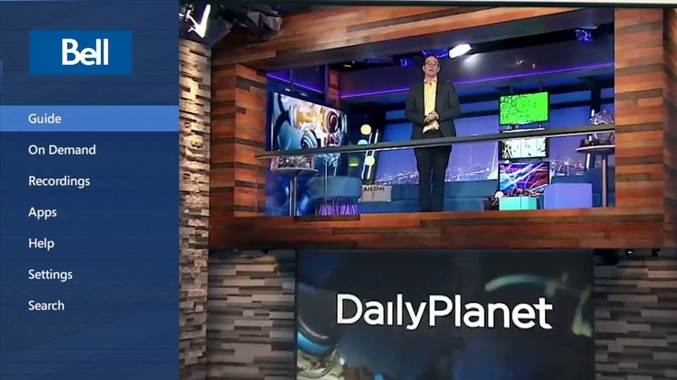 Hlavní menu služby Bell Fibe