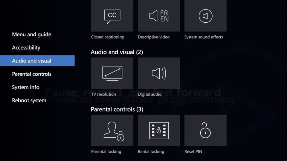 Hlavní menu služby Bell Fibe