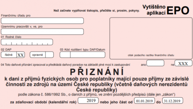 Daňové přiznání - elektronické