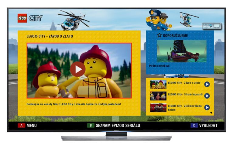 Ukázka VOD aplikace LEGO TV v televizorech Samsung