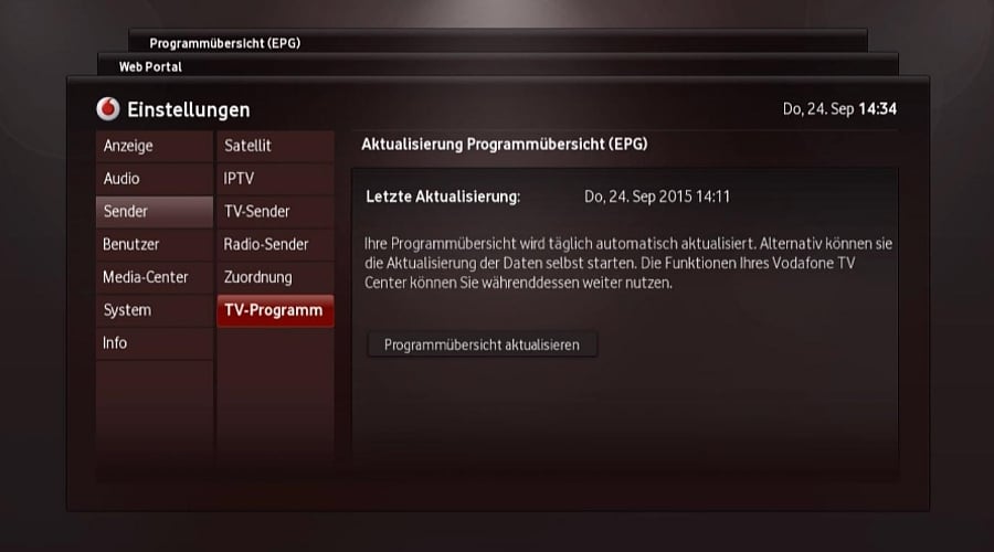 Nastavení – satelitní vyhledávání, aktivace SKY, aktualizace IPT