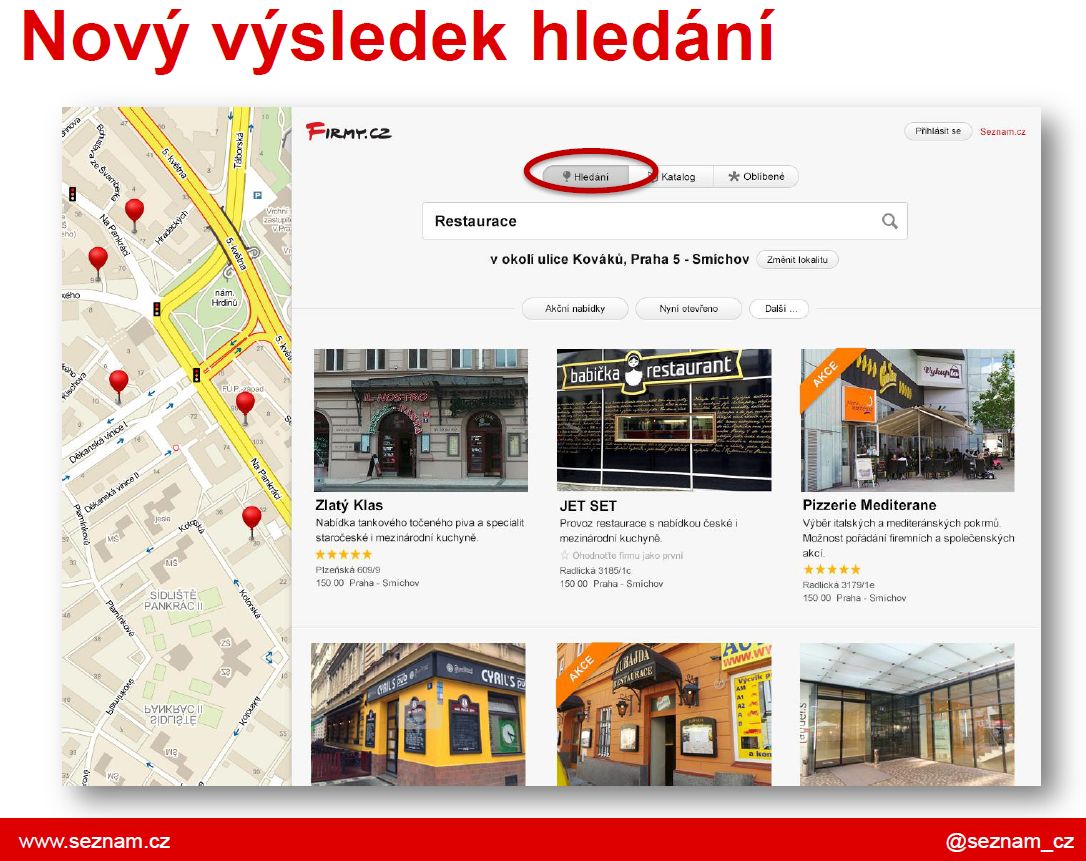 Radikální proměnou projdou výsledky hledání. Dominovat jim budou fotografie provozoven.
