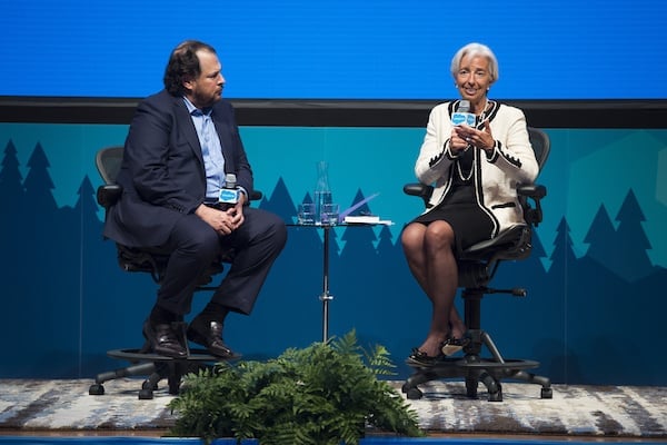Marc Benioff a šéfka MMF Christine Lagarde