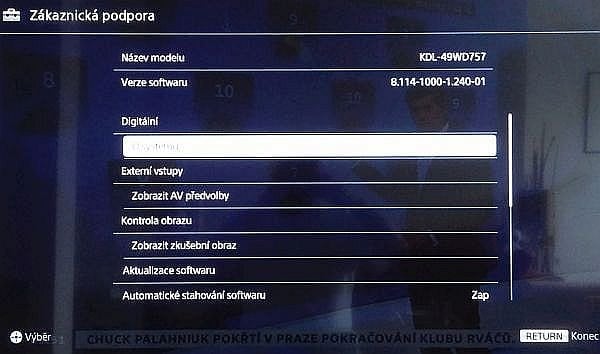 V testovaném přístroji byl firmware verze 8.114. Právě na něm záleží u certifikace ČRa DVB-T2 ověřeno.