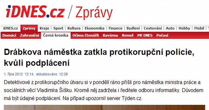 Server iDnes.cz ani přes sliby svého vedení odkaz do textu nedal.