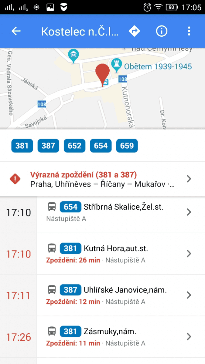 Nová data o veřejné dopravě v Google Maps