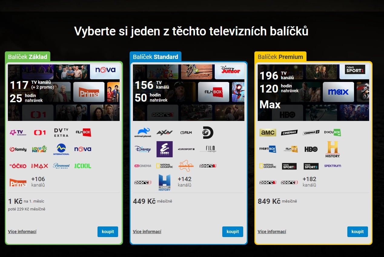 Tarifní nabídka SledováníTV