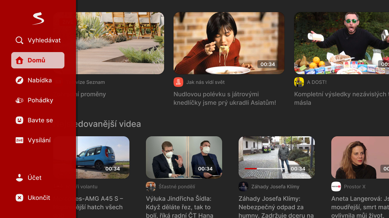 Nová podoba televizní aplikace Seznamu