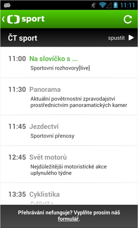 Mobilní aplikace ČT Sport