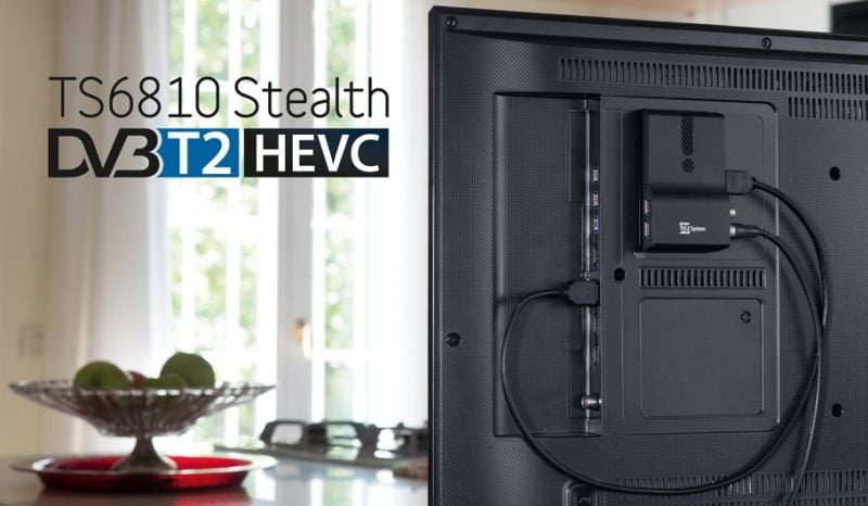 Hodně zajímavý TeleSystem TS6810 T2 HEVC Stealth, který najdete i u značky Fuba se dá namontovat „neviditelně“ na zadní stěnu TV. Parametry a cena v tabulce na konci článku.