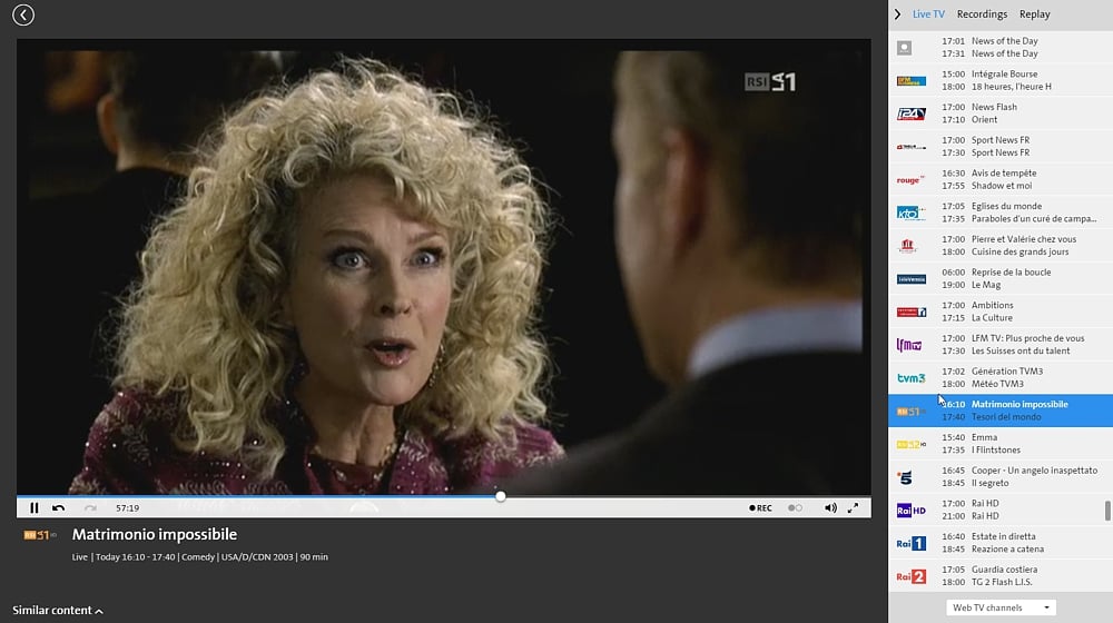 Swisscom TV Air - italské programy