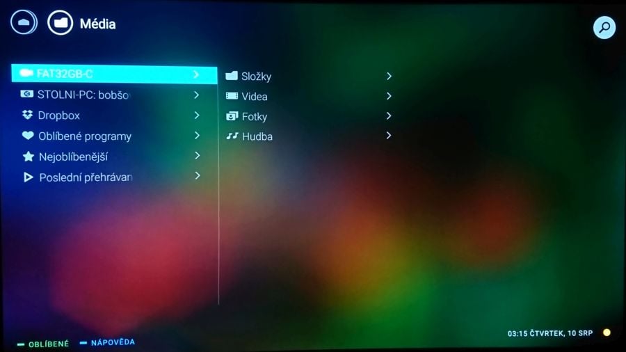 Multimédia přes USB – standardní přehrávač, ikona Média.