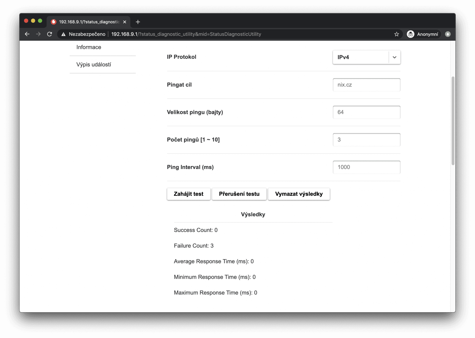 IPv4 ping nefunguje. :-(